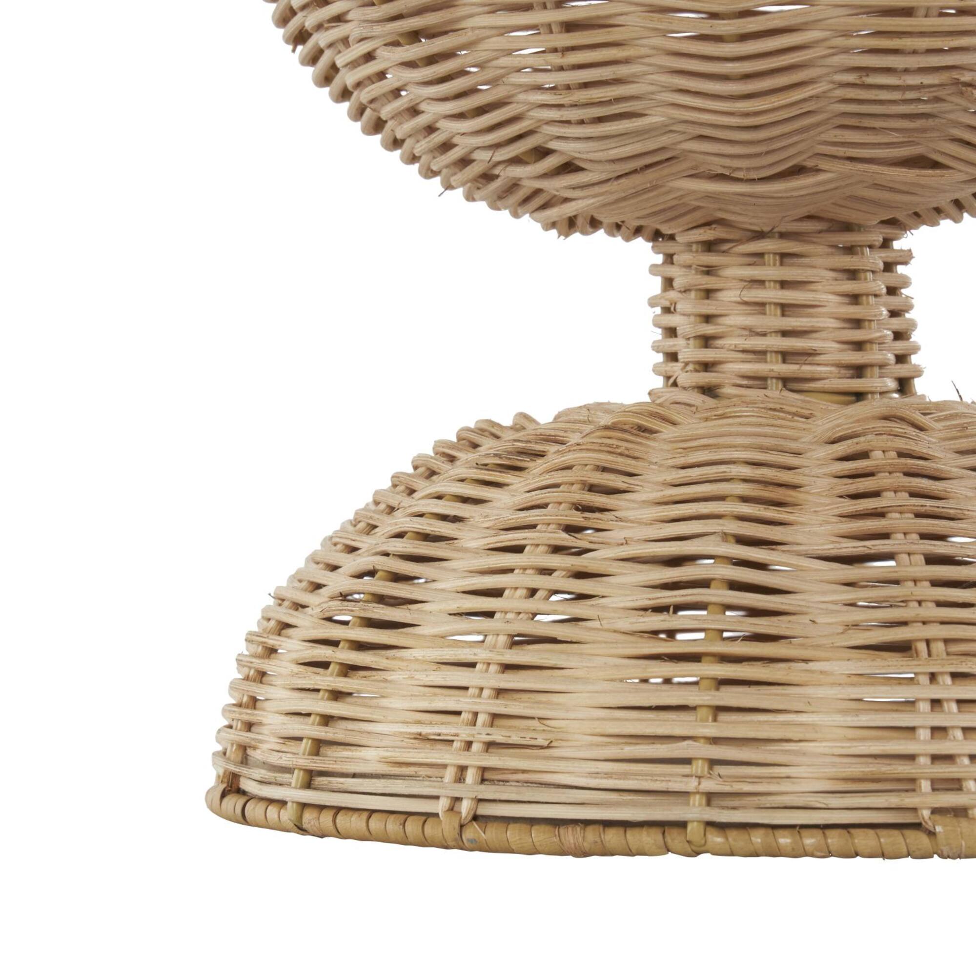 16.25" Brown Rattan Hourglass Vase with Dome Base